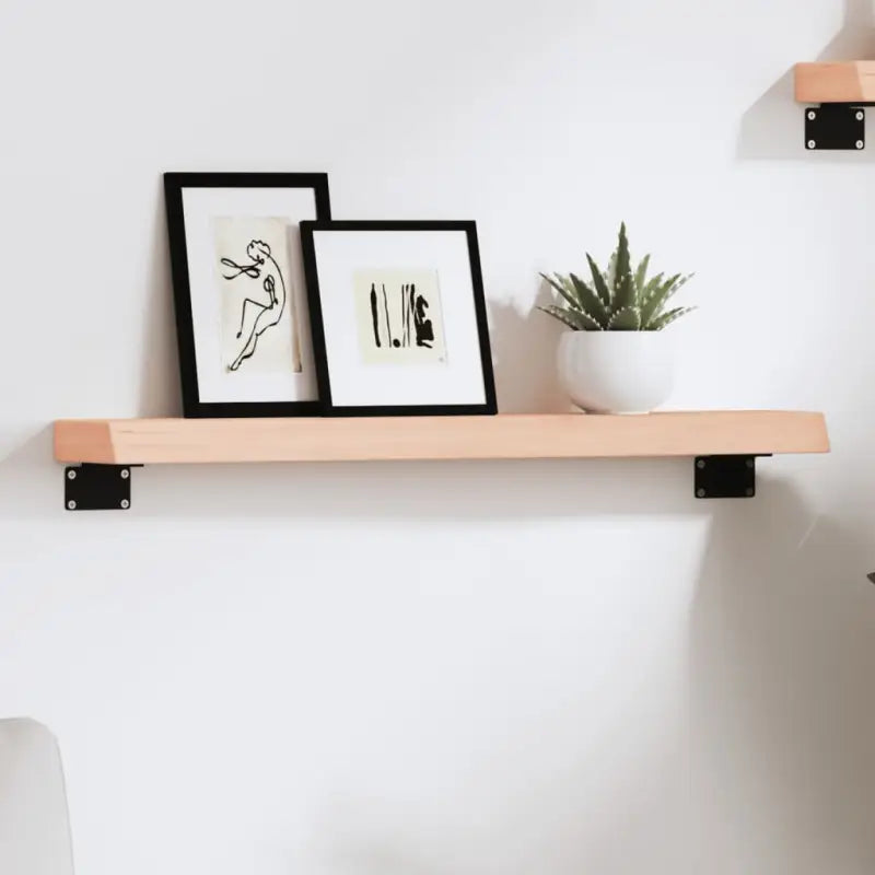 Wandplank van massief eikenhout met natuurlijke rand voor extra opbergruimte - Naturel / 60 x 10 x 4 cm / 1
