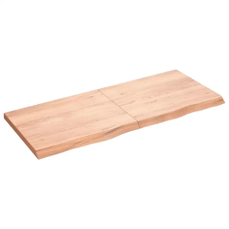 Wandplank van massief eikenhout met natuurlijke rand voor extra opbergruimte - Lichtbruin / 120 x 50 x 4 cm / 1