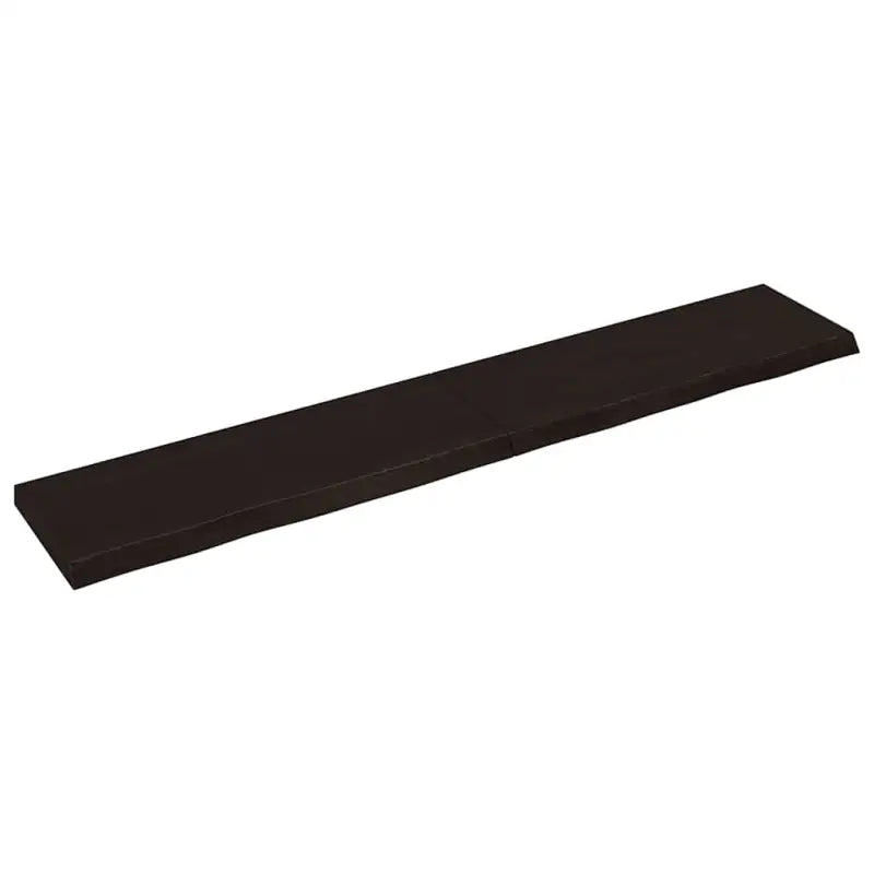 Wandplank van massief eikenhout met natuurlijke rand voor extra opbergruimte - Donkerbruin / 220 x 40 x 6 cm / 1