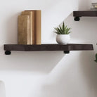 Wandplank van massief eikenhout met natuurlijke rand voor extra opbergruimte - Donkerbruin / 60 x 30 x 6 cm / 1