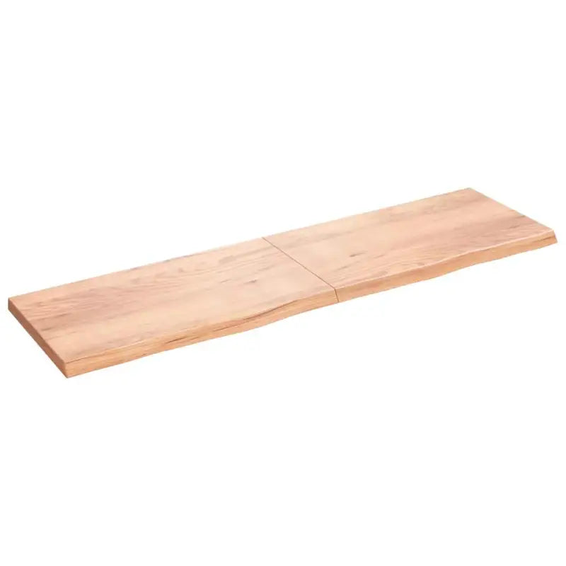 Wandplank van massief eikenhout met natuurlijke rand voor extra opbergruimte - Lichtbruin / 220 x 60 x 6 cm / 1