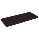 Wandplank van massief eikenhout met natuurlijke rand voor extra opbergruimte - Donkerbruin / 120 x 50 x 6 cm / 1