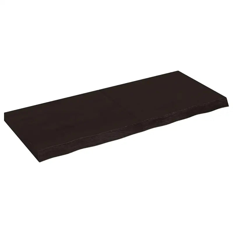 Wandplank van massief eikenhout met natuurlijke rand voor extra opbergruimte - Donkerbruin / 120 x 50 x 6 cm / 1