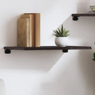 Wandplank van massief eikenhout met natuurlijke rand voor extra opbergruimte - Donkerbruin / 60 x 30 x 2 cm / 1