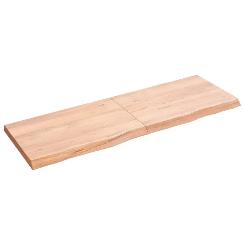 Wandplank van massief eikenhout met natuurlijke rand voor extra opbergruimte - Lichtbruin / 120 x 40 x 4 cm / 1
