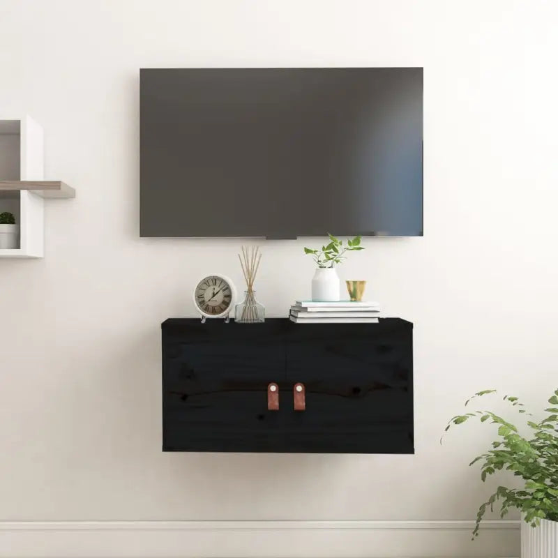 Wandplank van massief grenenhout met rustieke uitstraling - Zwart / 1 - Wandplanken