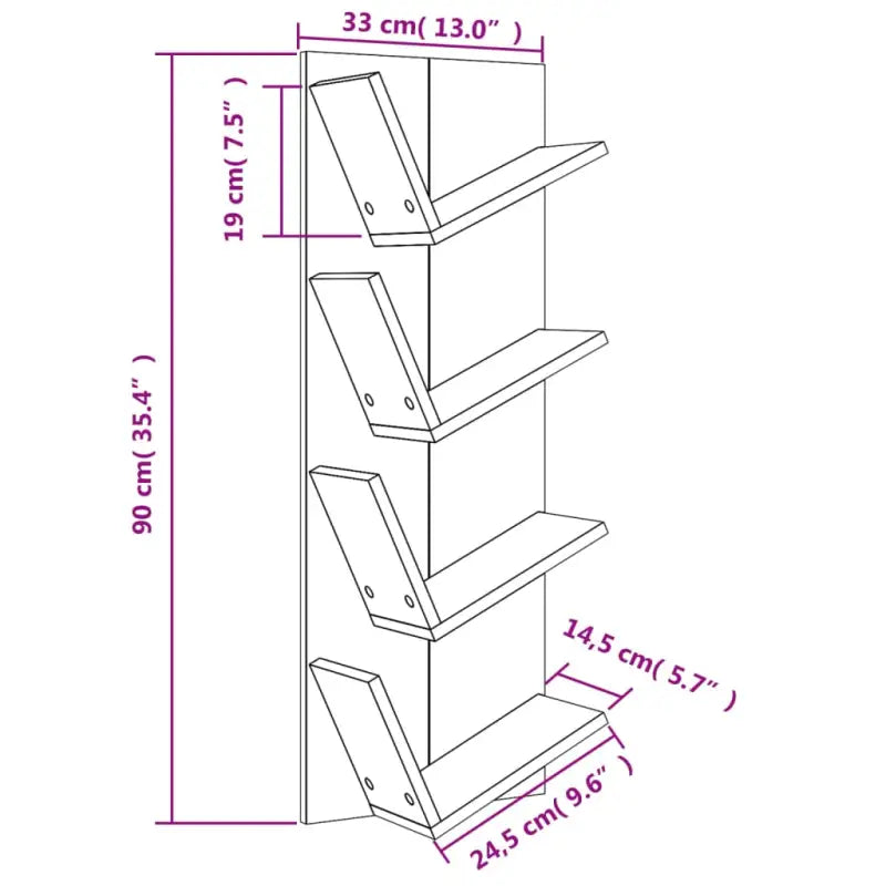Wandplank voor muurorganisering van duurzaam bewerkt hout - bruin eikenkleur / 1 - Wandplanken