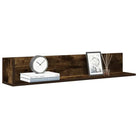 Wandplanken in bewerkt hout voor decoratie en praktische opbergruimte - Gerookt eiken / 100 x 16.5 x 16.5 cm / 1