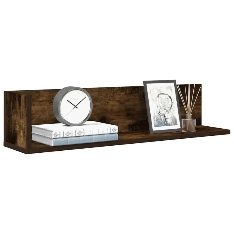 Wandplanken in bewerkt hout voor decoratie en praktische opbergruimte - Gerookt eiken / 75 x 16.5 x 16.5 cm / 1