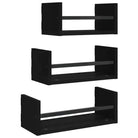 Wandplanken set van bewerkt hout voor stijlvolle en praktische muurdecoratie - Zwart / 1 - Wandplanken