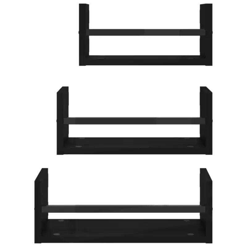 Wandplanken set van bewerkt hout voor stijlvolle en praktische muurdecoratie - Zwart / 1 - Wandplanken
