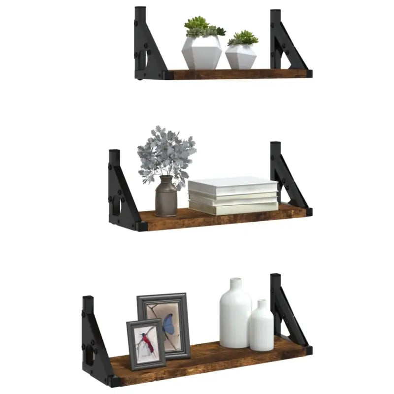 Wandplanken set van hoogwaardig bewerkt hout voor je muur ruimtesaving - Wandplanken