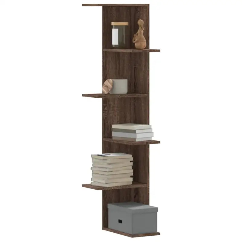 Wandplanken van bewerkt hout gemakkelijk schoon en stijlvol voor je woonkamer - bruin eikenkleur / 1 - Wandplanken