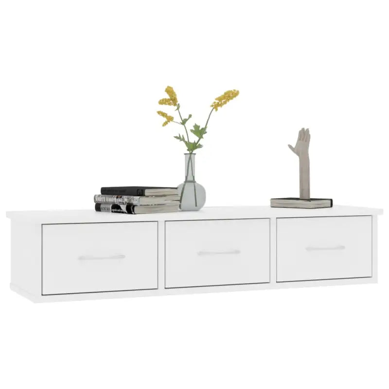 Wandplanken van bewerkt hout met lades voor stijl en opbergruimte - Wit / 1 - Wandplanken