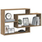 Wandplanken van bewerkt hout met open vakken in hoogglans wit - artisanaal eikenkleurig / 1 - Wandplanken