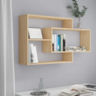 Wandplanken van bewerkt hout met open vakken in hoogglans wit - Sonoma eiken / 1 - Wandplanken