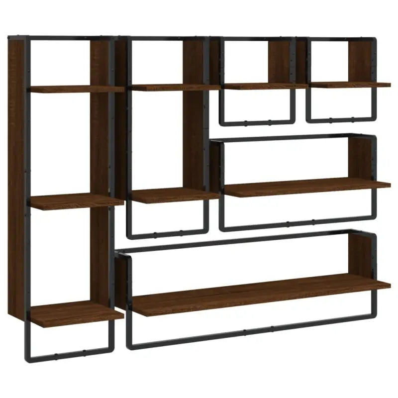 Wandplanken van bewerkt hout voor een stijlvolle en praktische muuropslag - bruin eikenkleur / 6 / 1 - Wandplanken
