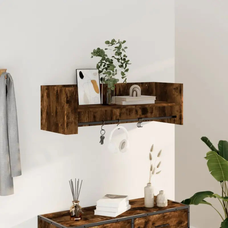 Wandplanken van bewerkt hout voor maximale ruimte en muurstijl - Gerookt eiken / 100 x 35 x 30.5 cm / 1 - Wandplanken