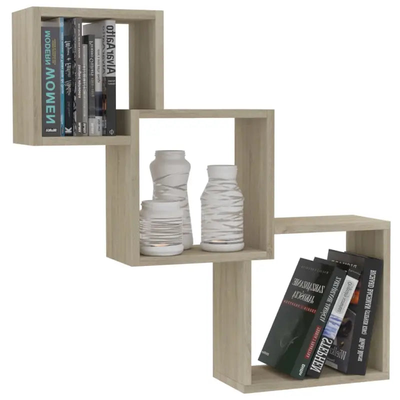 Wandplanken van bewerkt hout voor maximale ruimtegebruik en decoratie - Sonoma eiken / 1 - Wandplanken