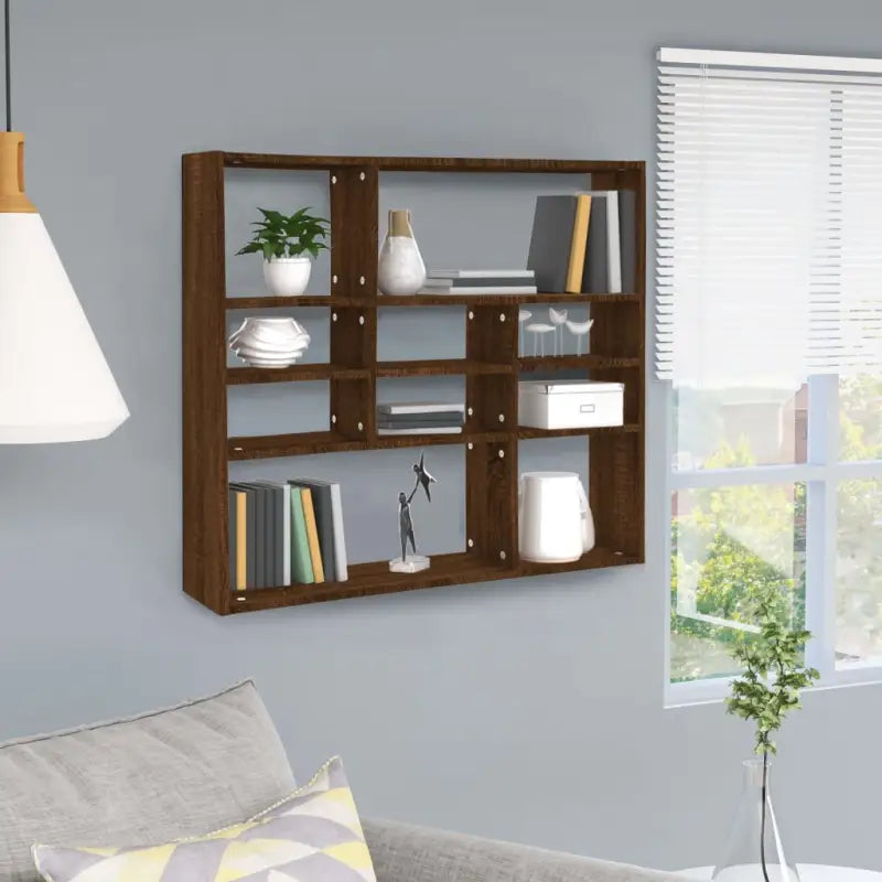 Wandplanken van bewerkt hout voor stijlvolle en slimme opbergruimte - bruin eikenkleur / 1 - Wandplanken