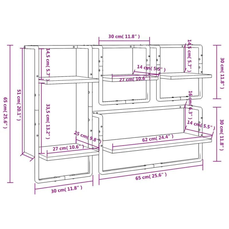 Wandplanken van bewerkt hout voor stijlvolle en stabiele muurverlichting - Zwart / 4 / 1 - Wandplanken