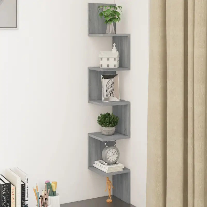 Wandplanken van bewerkt hout voor woonkamer slaapkamer en keuken - Grijs sonoma / 20 x 20 x 127.5 cm / 1 - Wandplanken