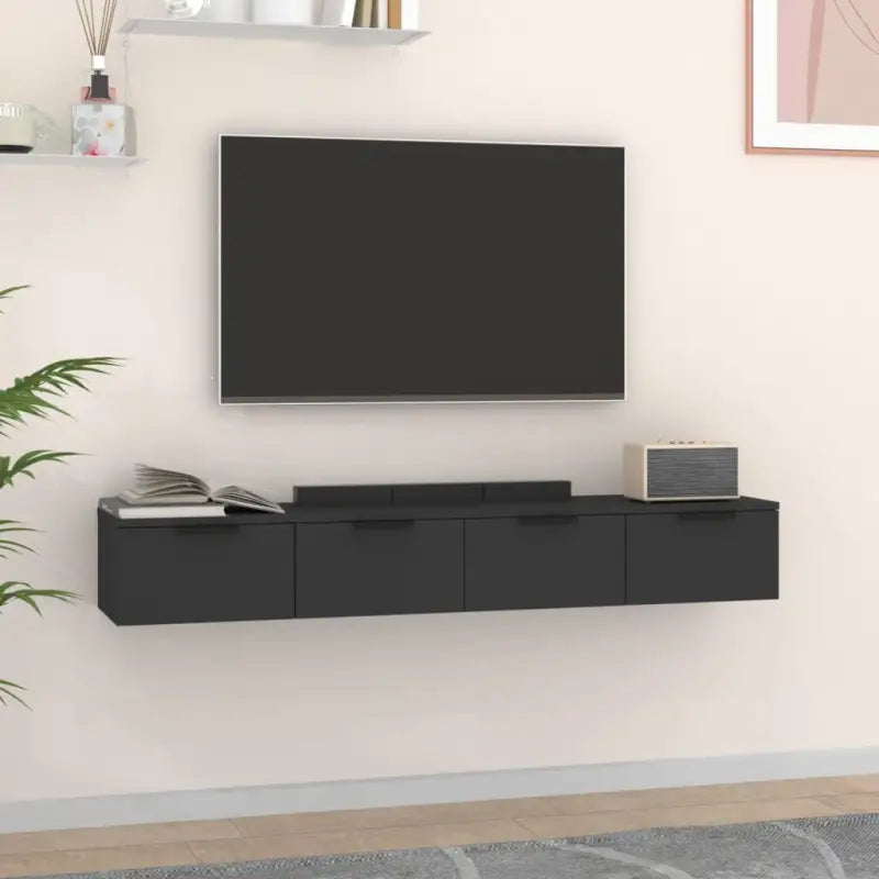 Wandplanken van grijs sonoma eiken voor een strakke woonkamer uitstraling - Zwart / 2 / 1 - Wandplanken