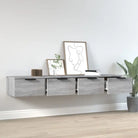 Wandplanken van grijs sonoma eiken voor een strakke woonkamer uitstraling - Wandplanken