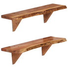 Wandplanken van massief acaciahout met rustieke charme - 60 x 20 x 18 cm / 2 / 1 - Wandplanken