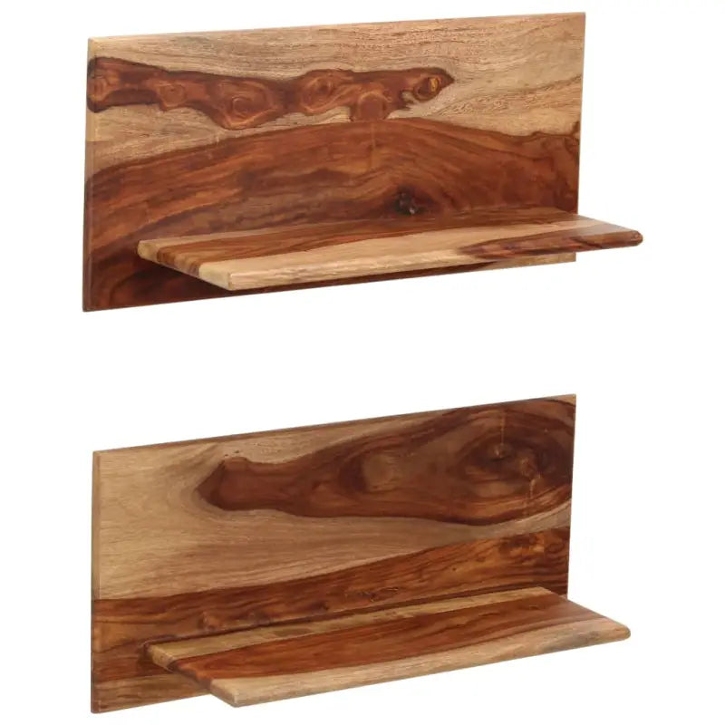 Wandplanken van massief acaciahout voor een natuurlijke look - 58 x 26 x 20 cm / 2 / 1 - Wandplanken
