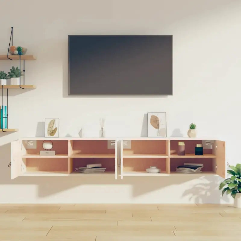 Wandplanken van massief grenenhout met een rustieke uitstraling - Wit / 2 / 1 - Wandplanken