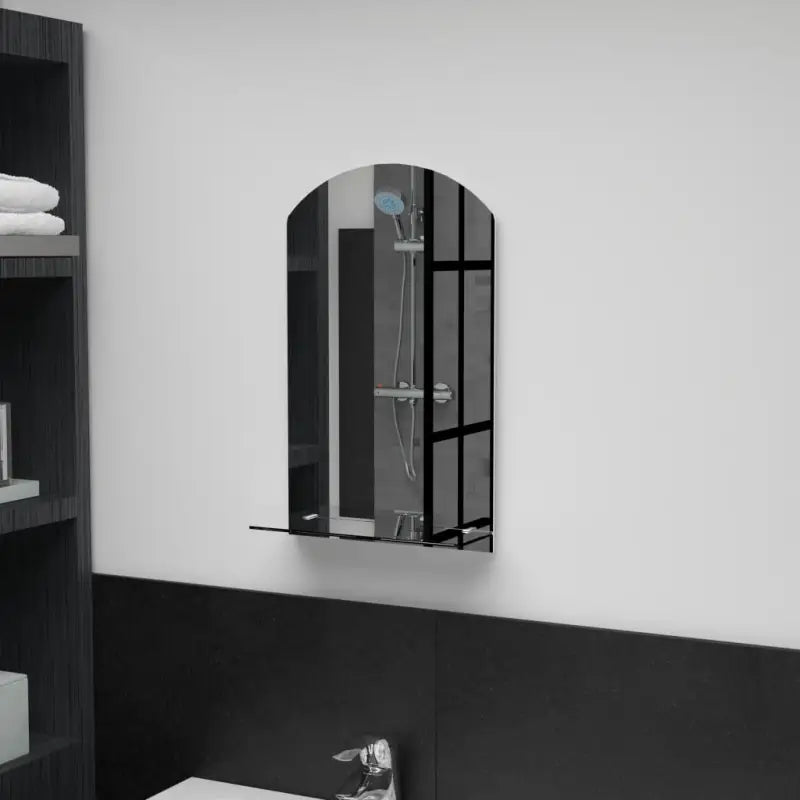 Wandspiegel met schap van gehard glas voor badkamer of woonkamer - 30 x 50 cm / 1 / ovaal - Spiegels