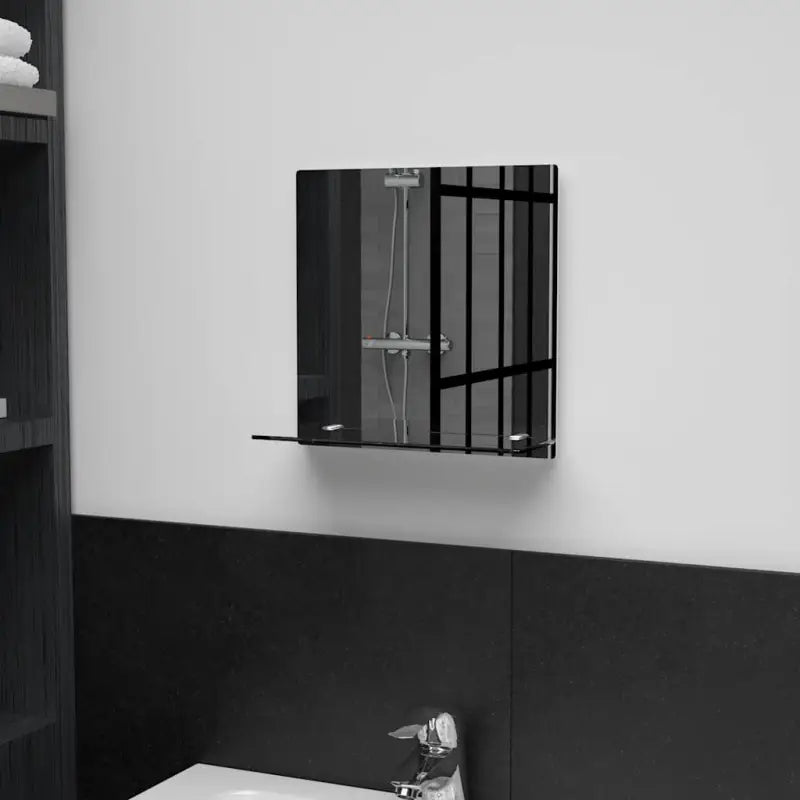 Wandspiegel met schap van gehard glas voor badkamer of woonkamer - 30 x 30 cm / 1 / Rechthoekig - Spiegels