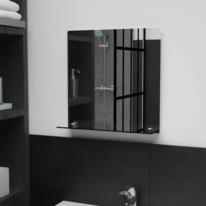 Wandspiegel met schap van gehard glas voor badkamer of woonkamer - 40 x 40 cm / 1 / Rechthoekig - Spiegels