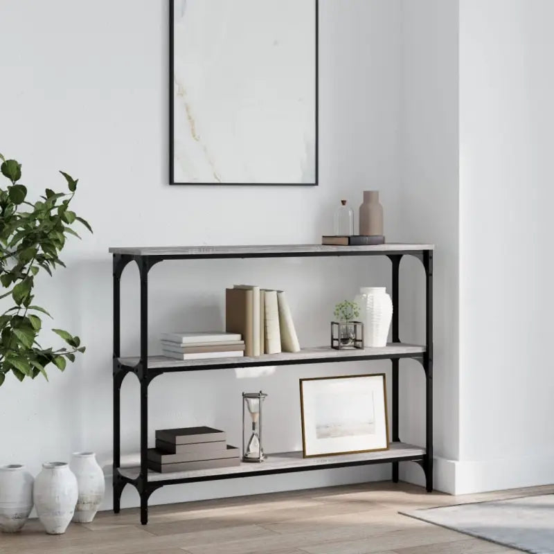 Wandtafel van bewerkt hout met verstelbare poten in grijs Sonoma - Grijs sonoma / 1 / 100 cm - Bijzettafels