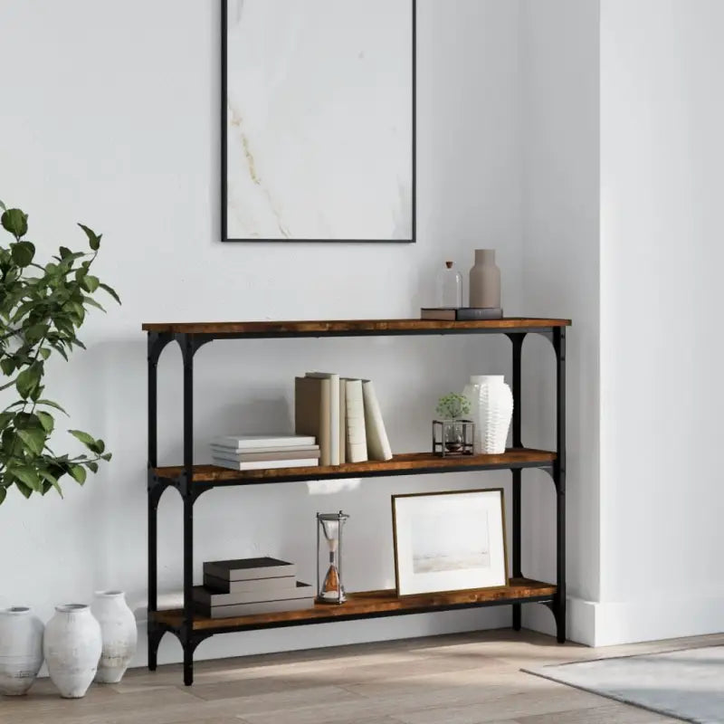 Wandtafel van bewerkt hout met verstelbare poten in grijs Sonoma - Gerookt eiken / 1 / 100 cm - Bijzettafels
