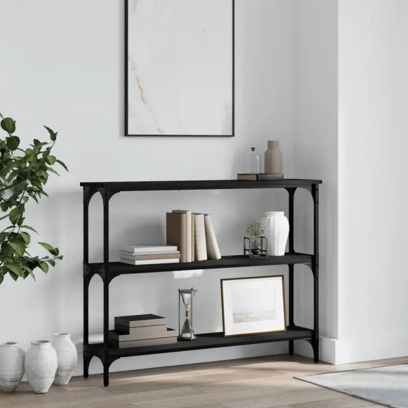Wandtafel van bewerkt hout met verstelbare poten in grijs Sonoma - Zwart / 1 / 100 cm - Bijzettafels