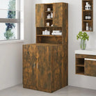 Wasmachinekast voor extra opbergruimte in badkamer of wasruimte - Gerookt eiken - Accessoires voor wasmachines & drogers