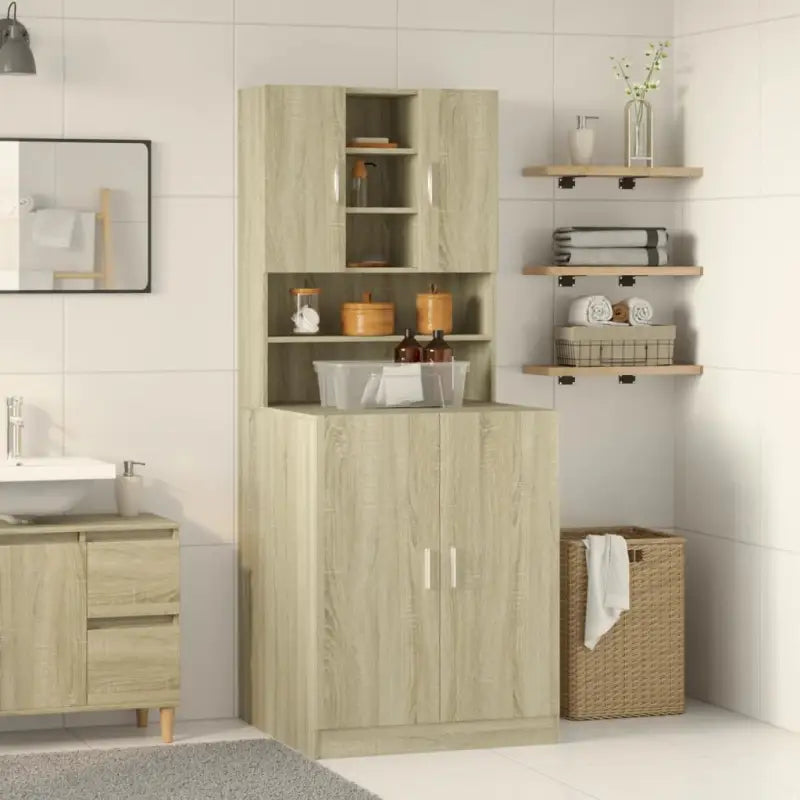 Wasmachinekast voor extra opbergruimte in badkamer of wasruimte - Sonoma eiken - Accessoires voor wasmachines & drogers