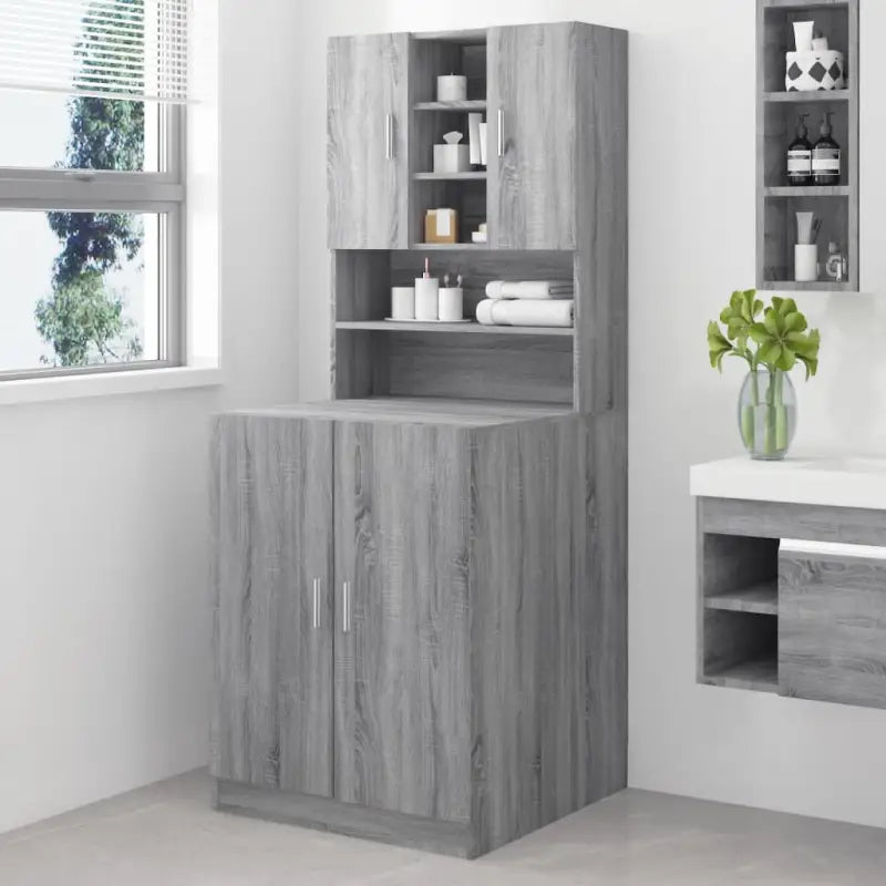 Wasmachinekast voor extra opbergruimte in badkamer of wasruimte - Grijs sonoma - Accessoires voor wasmachines & drogers