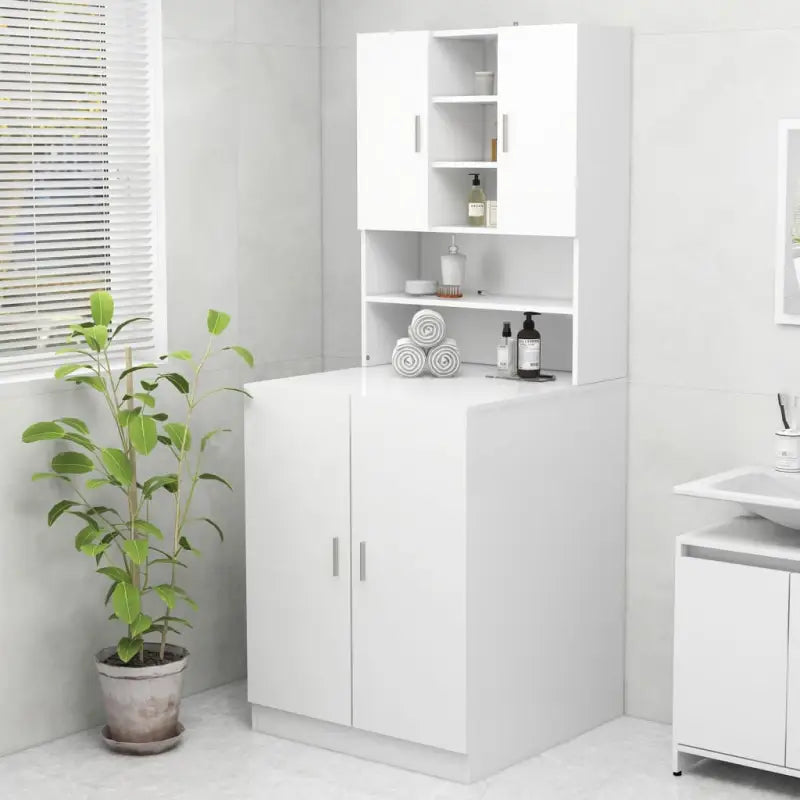 Wasmachinekast voor extra opbergruimte in badkamer of wasruimte - Wit - Accessoires voor wasmachines & drogers