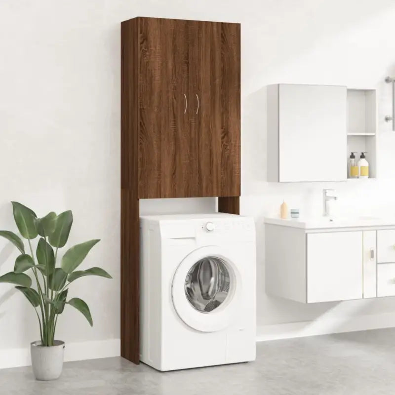 Wasmachinekast voor extra opbergruimte in de badkamer - bruin eikenkleur - Accessoires voor wasmachines & drogers