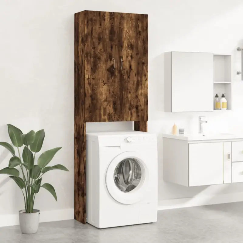 Wasmachinekast voor extra opbergruimte in de badkamer - Gerookt eiken - Accessoires voor wasmachines & drogers