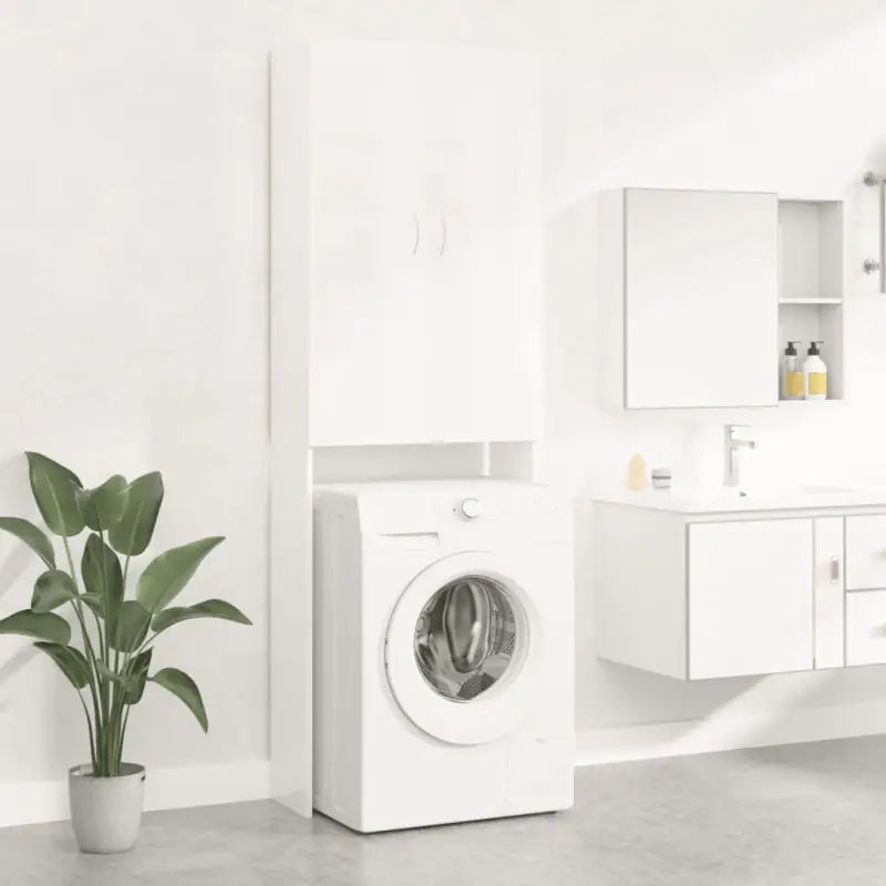 Wasmachinekast voor extra opbergruimte in de badkamer - Hoogglans wit - Accessoires voor wasmachines & drogers