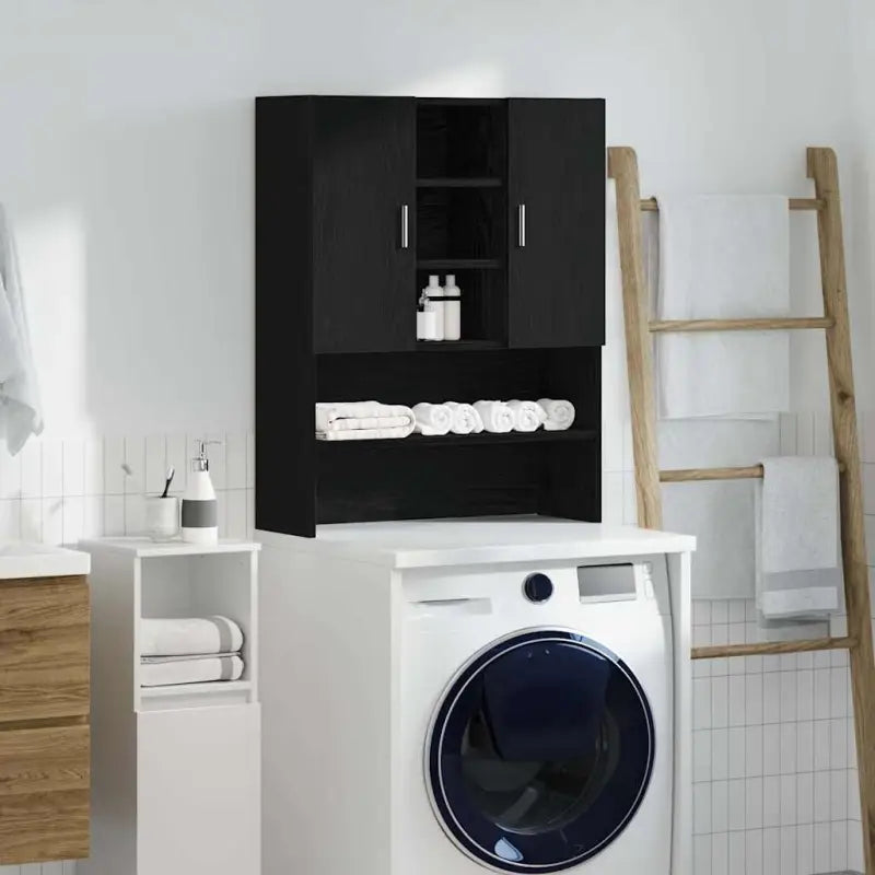 Wasmachinekast voor extra opbergruimte in de badkamer - Zwart eiken - Accessoires voor wasmachines & drogers