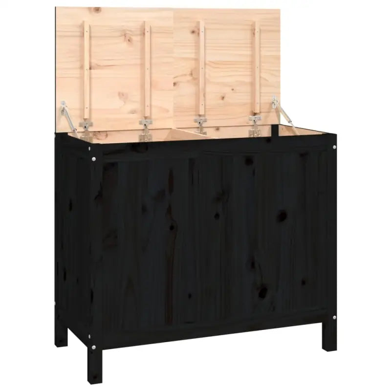 Wasmand van massief grenenhout met houten poten en hydraulische gaslift - Wasmanden