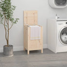 Wasmand van massief grenenhout met houten poten en hydraulische gaslift - Naturel / 44 x 44 x 76 cm / 1 - Wasmanden