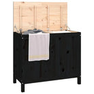 Wasmand van massief grenenhout met houten poten en hydraulische gaslift - Wasmanden