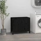 Wasmand van massief grenenhout met houten poten en hydraulische gaslift - Wasmanden