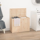 Wasmand van massief grenenhout met hydraulische gaslift voor badkamer - Naturel / 88.5 x 44 x 66 cm / 1 - Wasmanden